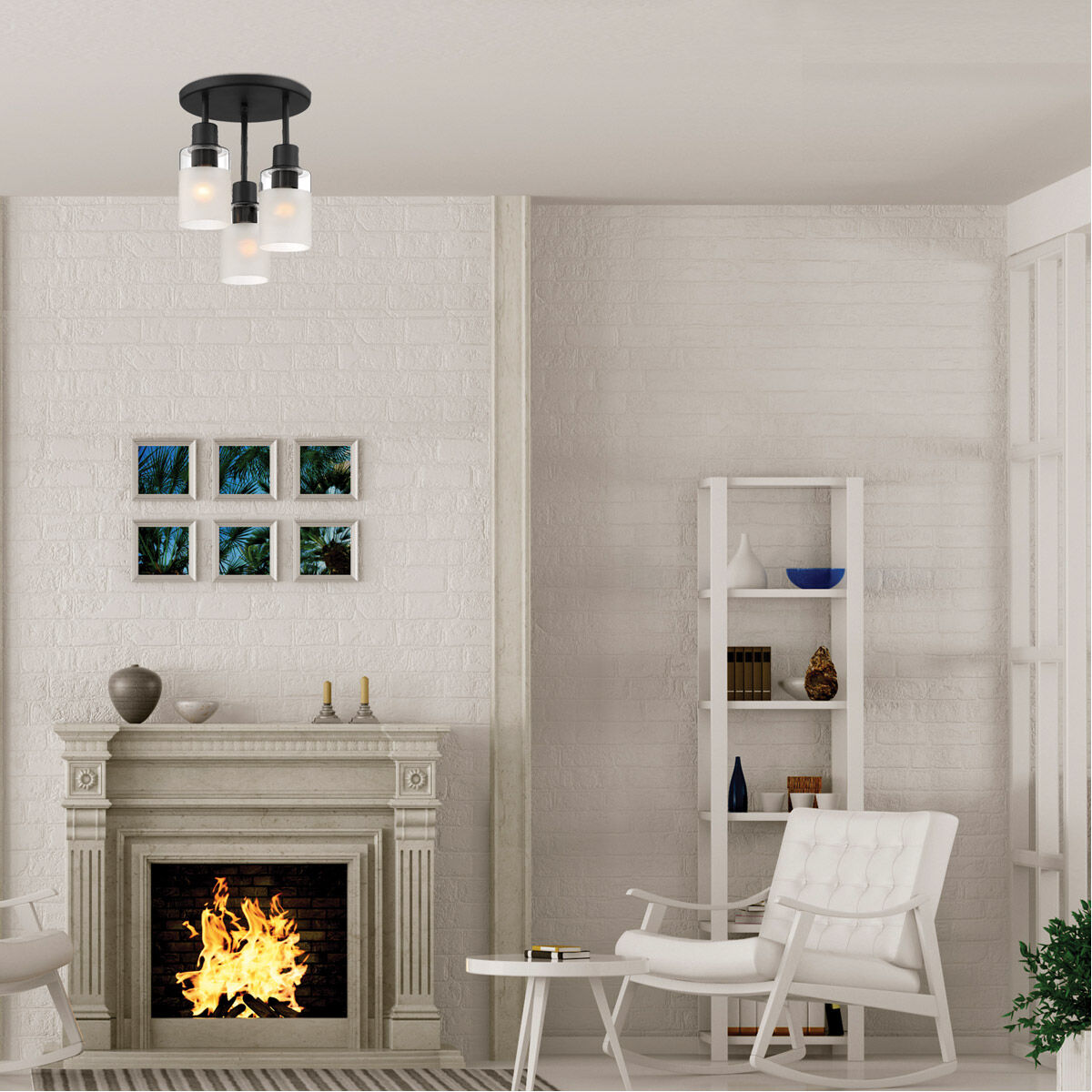 Cedar Lane 3 Light 11 inch Matte Black Semi-Flush Ceiling Light